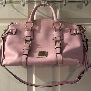 Dooney & Bourke Pink Leather Satchel with Gold Hardware